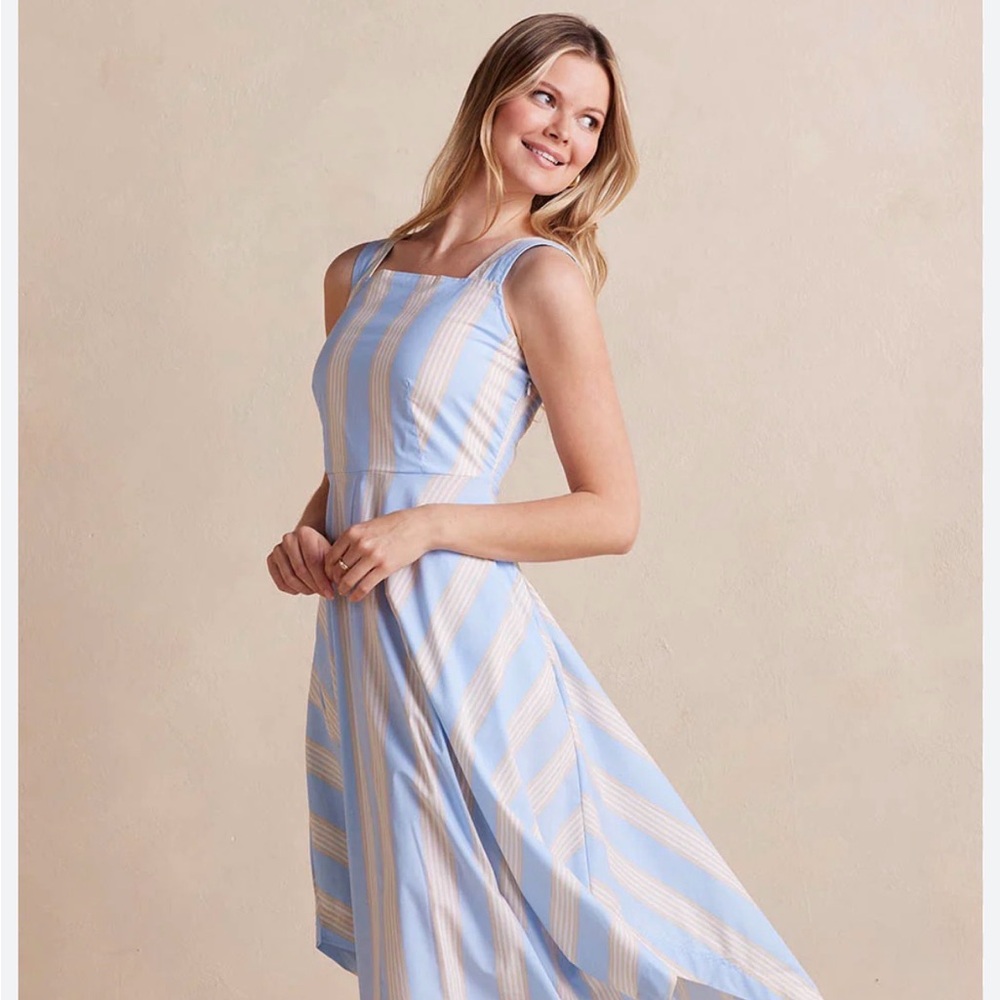 summersalt Light Blue & Cream Striped Midi Dress NWT!
